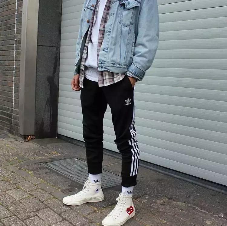 穿上超帅潮流百搭不规则条纹裤,今年流行竖条纹裤