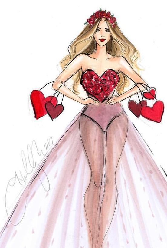 插画手绘人物服装搭配,水彩服装设计画法