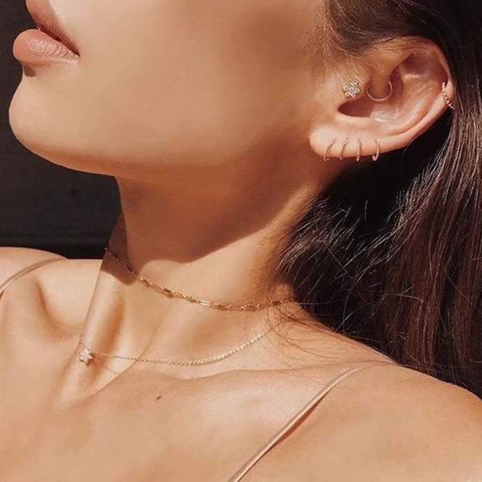 唐嫣同款钻石锁骨项链,唐嫣代言玫瑰金锁骨链