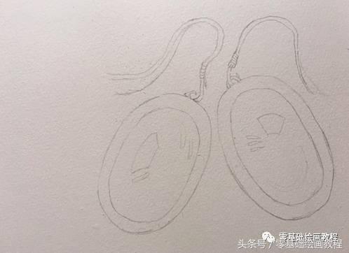 彩铅宝石耳环,美人图彩铅耳环画法
