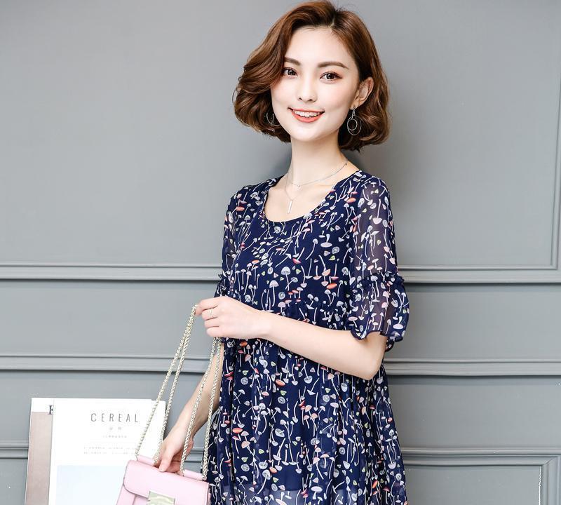 适合胖子穿的夏季雪纺衫成熟风,雪纺衫上衣新款中年女士遮肉