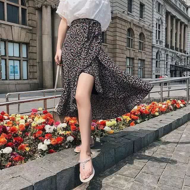 半身裙小个子高腰显高,150矮个子高腰显高雪纺吊带裙