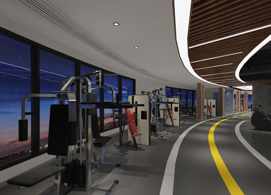 健身房体能区设计效果图大全集,健身房游泳池设计效果图