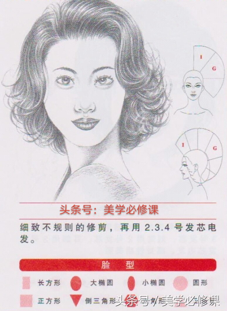 法式波浪烫发中长卷发,烫发中高层次发型标准裁剪教程