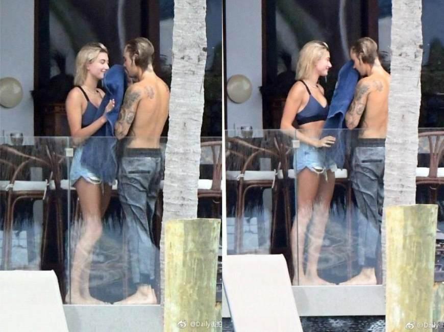 比伯和海莉现实生活,比伯晒与海莉亲吻合照