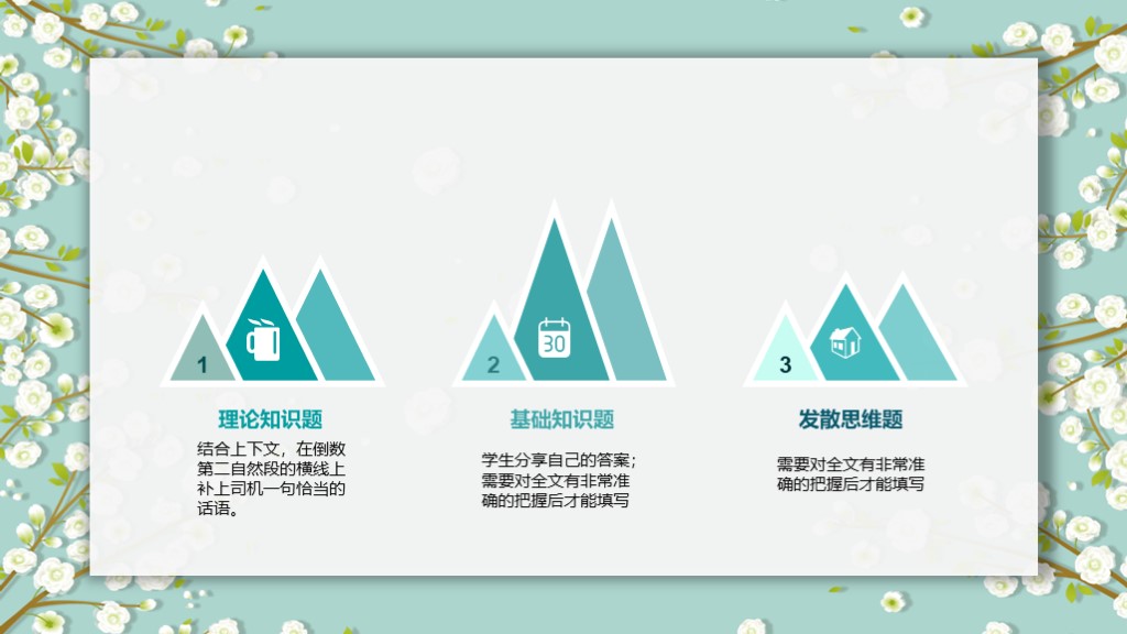 淡雅小花朵ppt模板,清新ppt模板蓝底小花