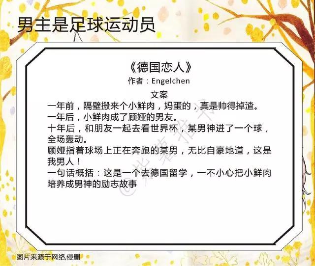 有关男主是足球运动员的小说,四本男主霸道宠妻的小说