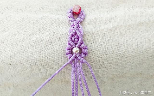 红绳小花手链编法,清新小花红绳手链编织