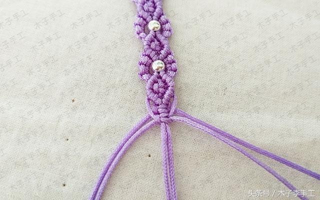 红绳小花手链编法,清新小花红绳手链编织