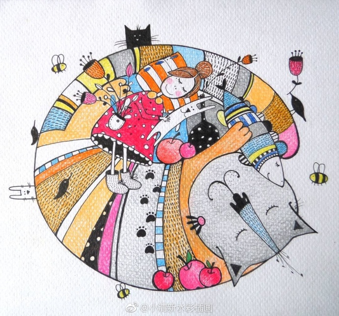 动物暖心卡通手绘插画,动物插画手绘背景图