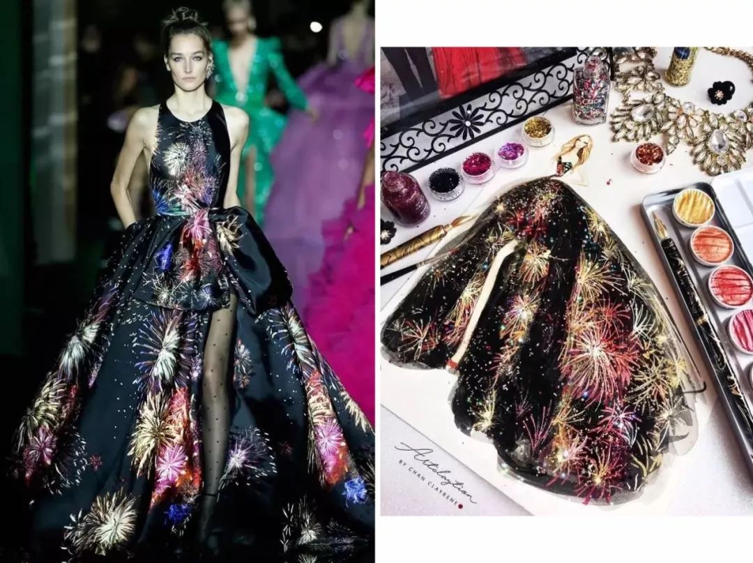 新加坡才女用口红和指甲油创作的高定礼服，居然比设计师手稿还要美！