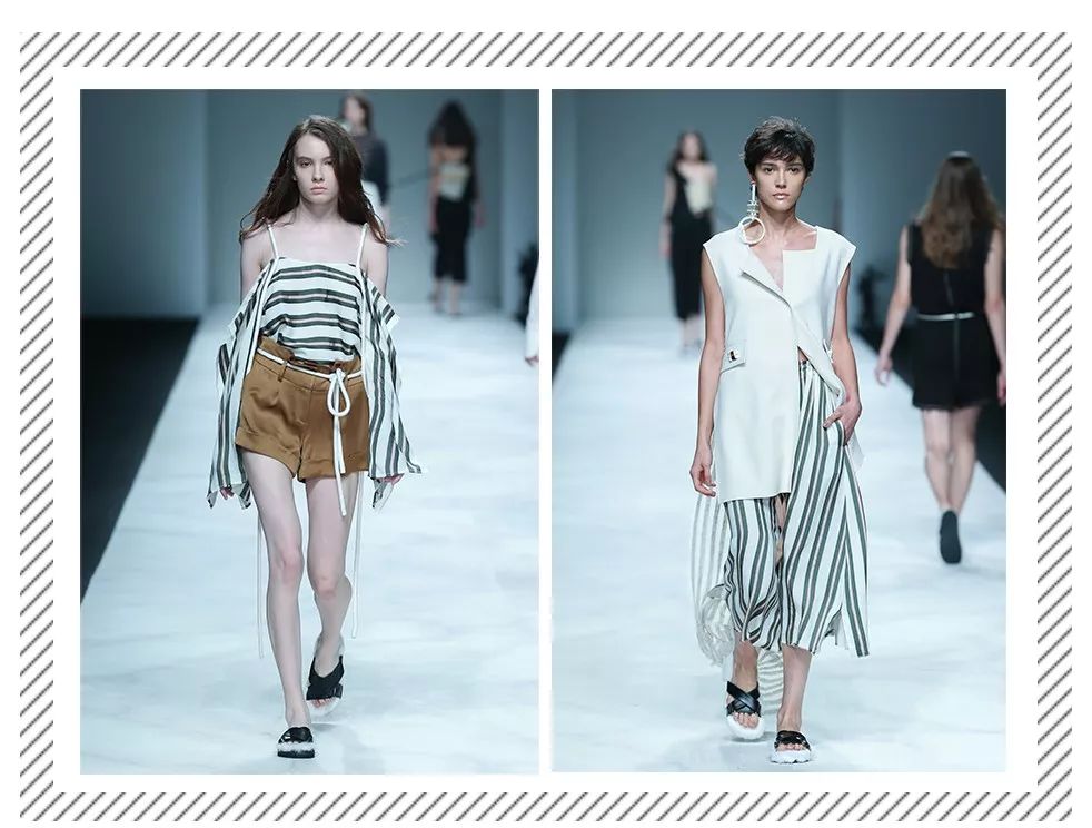 条纹简单大方,斜条纹加竖条纹