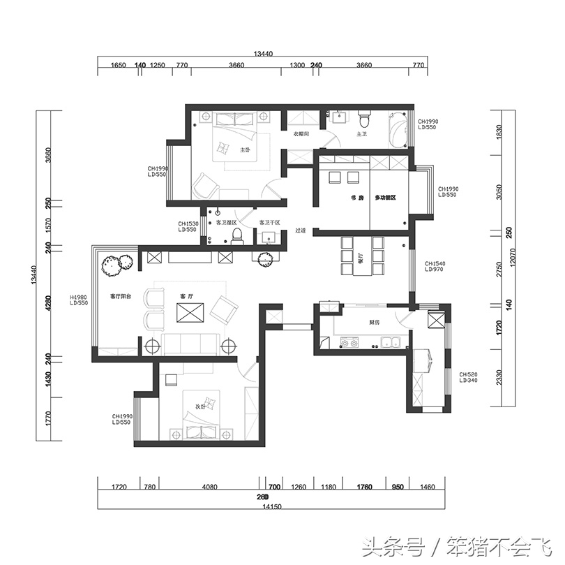 郑州蓝堡湾125平方装修效果图,蓝堡湾简欧风格
