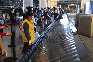 日本机场行李箱搬运,日本机场地勤搬行李