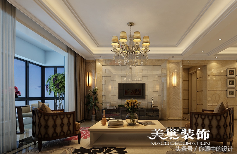 现代简约风格南北通透96平方两房,锦绣山河大户型装修效果图