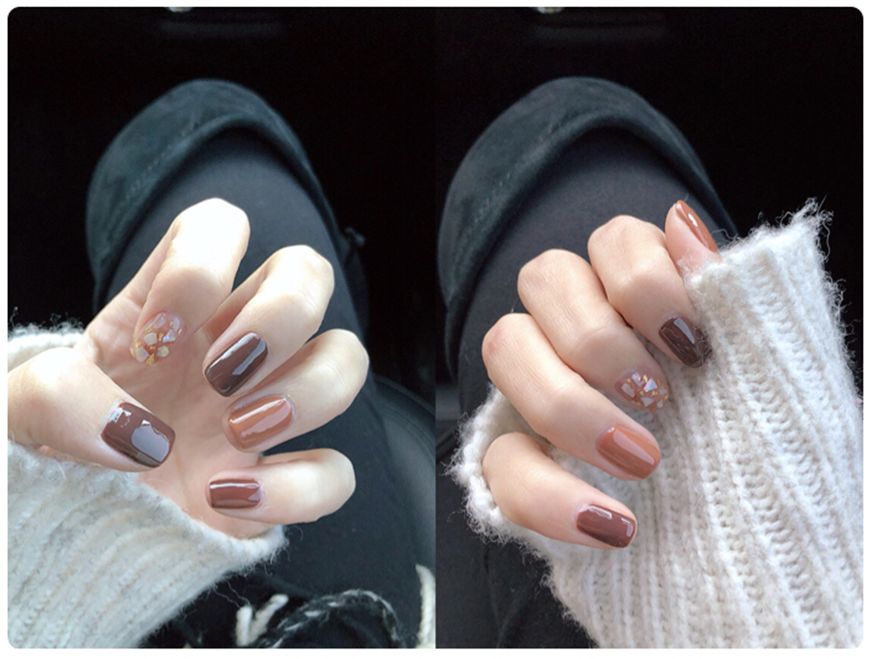 美甲款式图片ins中长款裸色系渐变,好看的美甲ins推荐