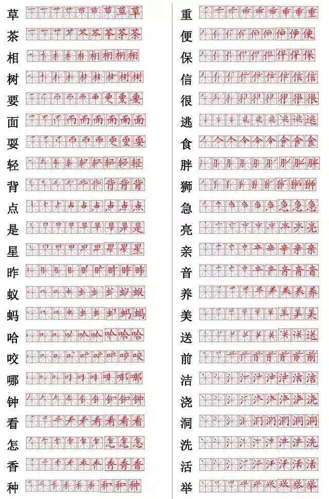 小学1-6年级笔画笔顺练习,560个常用字笔顺大全
