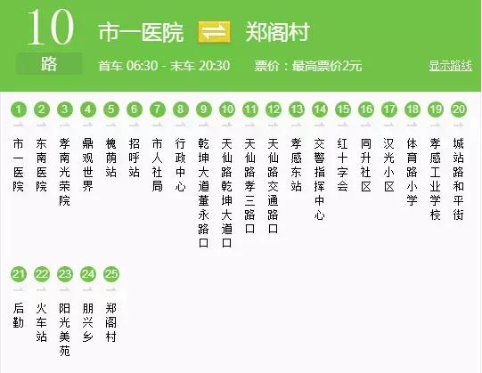 孝感25路公交路线,孝感十路公交车路线