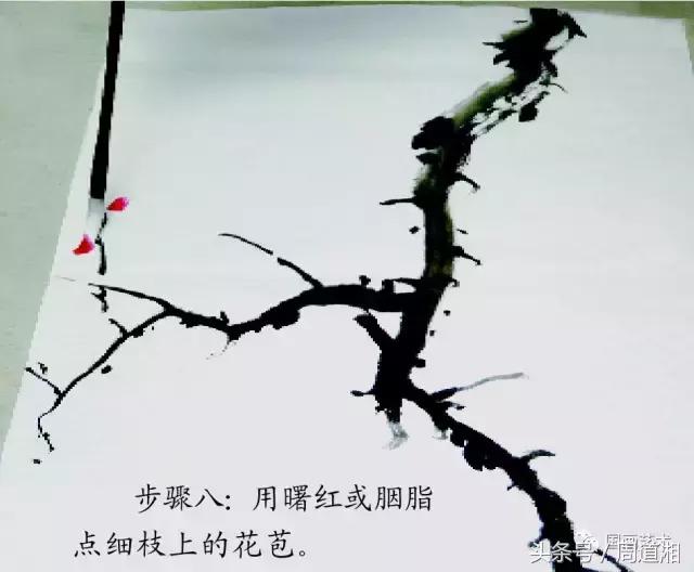 梅花花朵的国画画法视频,大写意梅花枝干国画画法