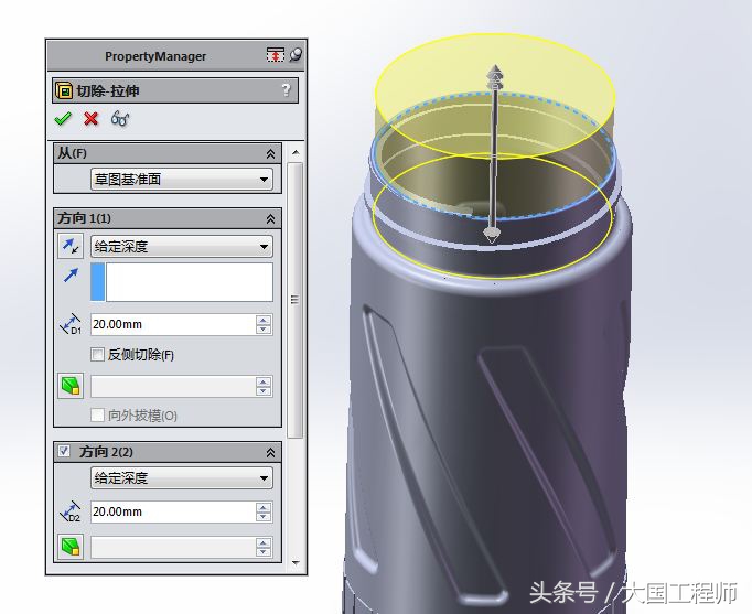 solidworks如何建立辊压痕迹,solidworks用抽壳方式画瓶子