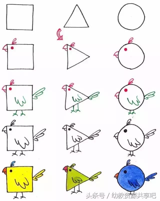 最有趣简单的动物怎么画,儿童画画教程3-6岁动物简笔画大全