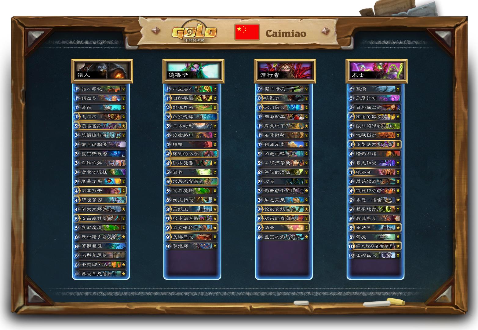 看看大神怎么玩！2018中欧对抗赛选手*牌套**一览