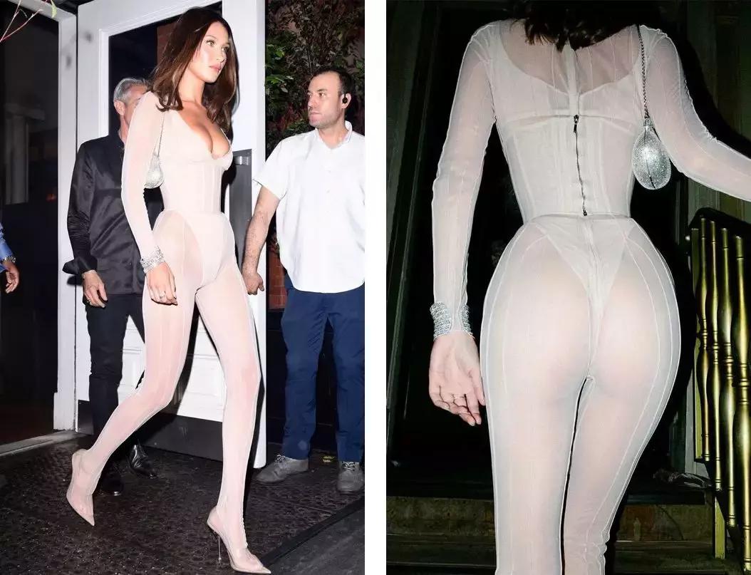 贝拉哈迪德穿深v套装,贝拉哈迪德夏季开衫