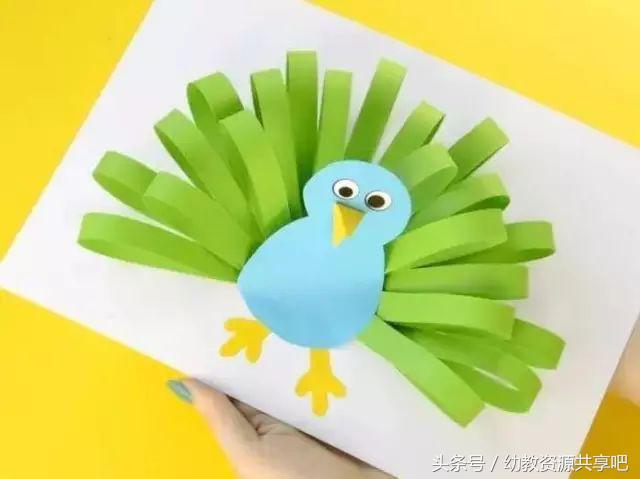 用彩色纸条制作手工卡纸,超简单卡纸手工特别好看