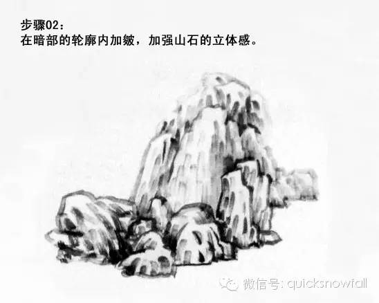白崇然山水画山石画法合集,山水画技法山石的基本画法解析
