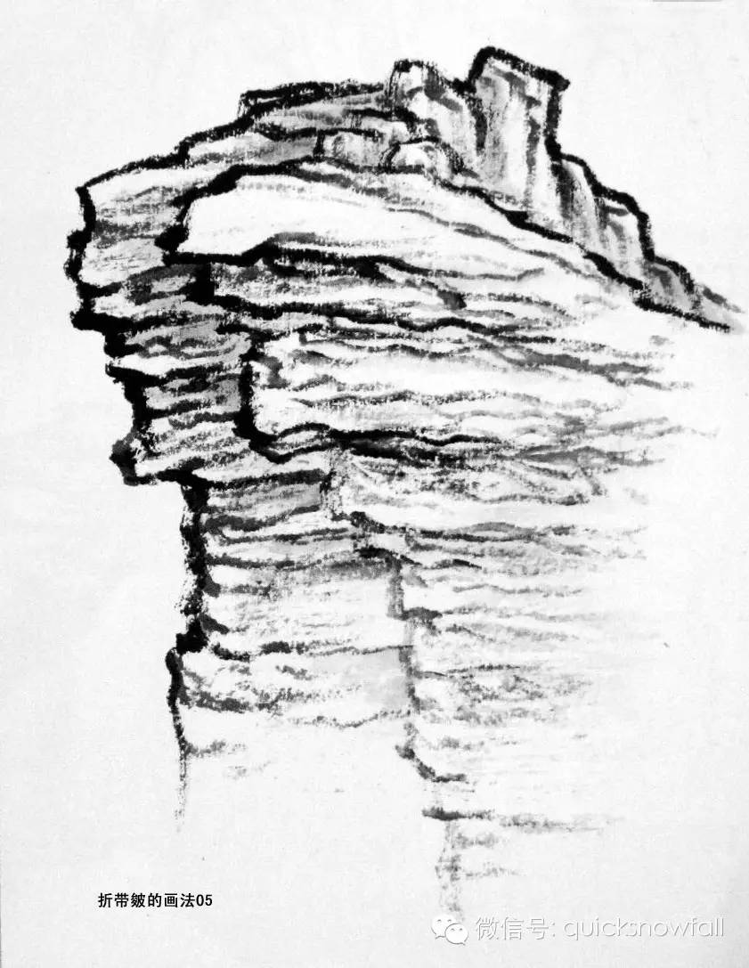 山水画斧劈皴山石画法,阿金山水画技法山石画法