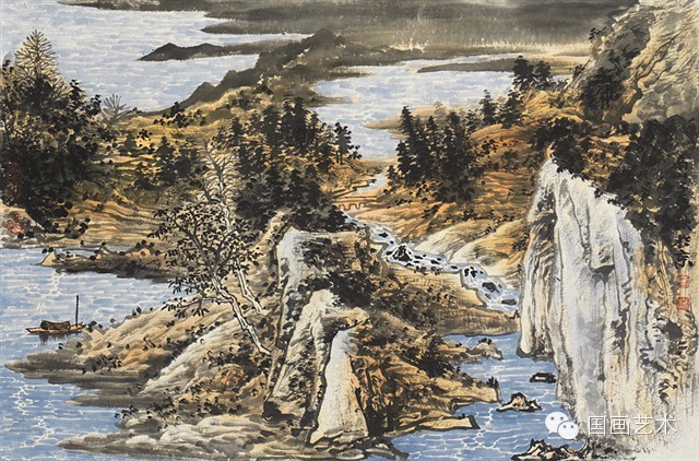 山水画斧劈皴山石画法,阿金山水画技法山石画法