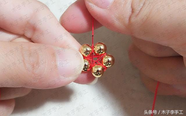 用金珠子编的项链绳,用绳子串的黄金项链