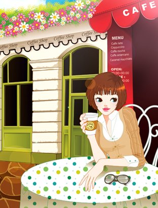 韩国儿童插画可爱小女孩图片 (韩国可爱女性插画)