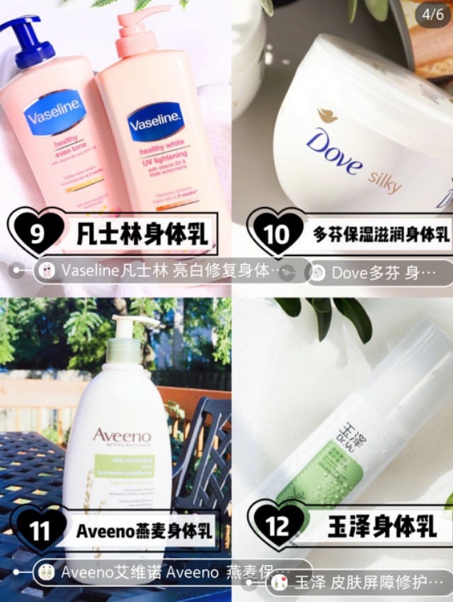 身体乳排行榜第一名秋冬保湿,秋冬身体乳大合集