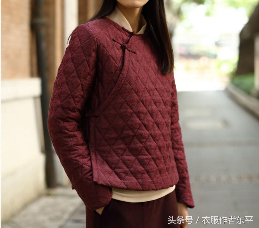 中国风中长款加大棉服裁剪与制作,棉麻棉衣冬季长款时尚原创款