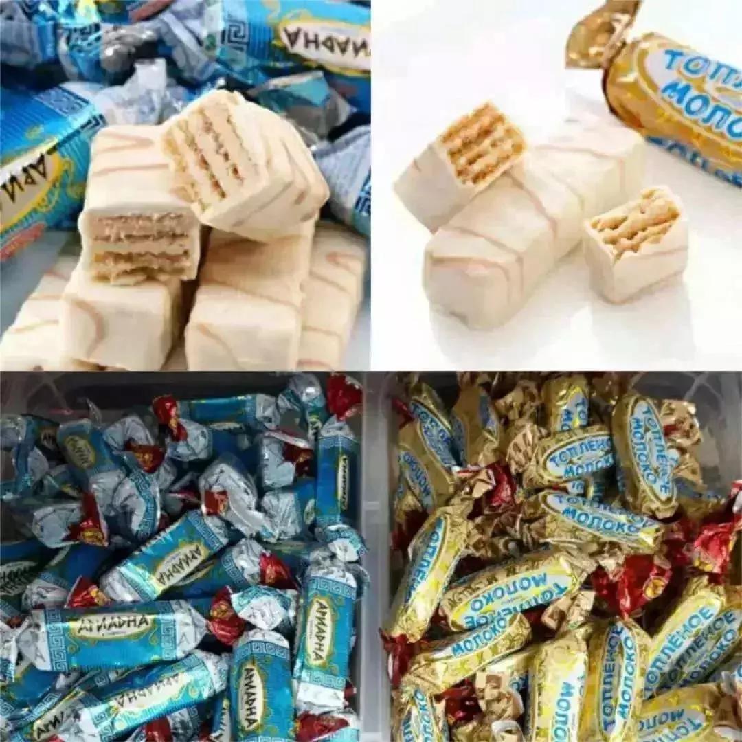进口俄罗斯紫皮糖，大牛威化，提拉米苏，现特价！满88快递到家！
