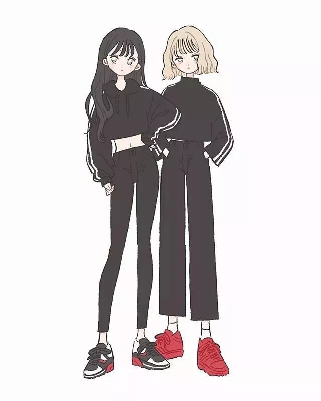 手绘漫画人物的衣服搭配,日系春季搭配手绘漫画