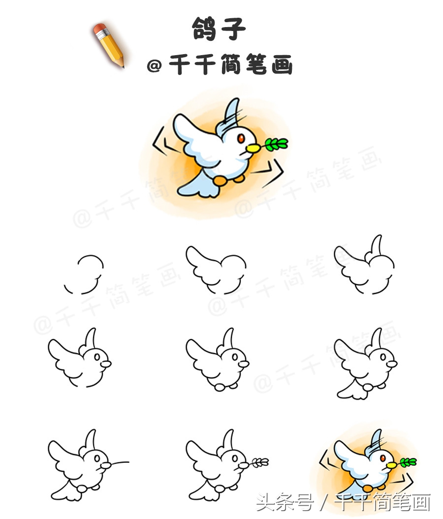 各种鸟类简笔画绘画技法大全,鸟类简笔画简单又好看