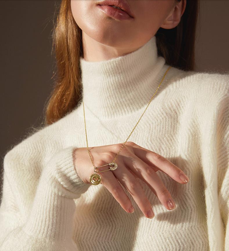 小仙女洋气毛衣有领,毛衣链轻奢小众高级感百搭