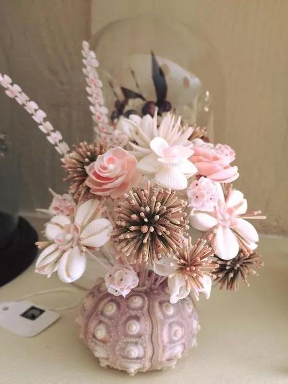 海边捡的贝壳可以做什么手工,贝壳创意手工种花