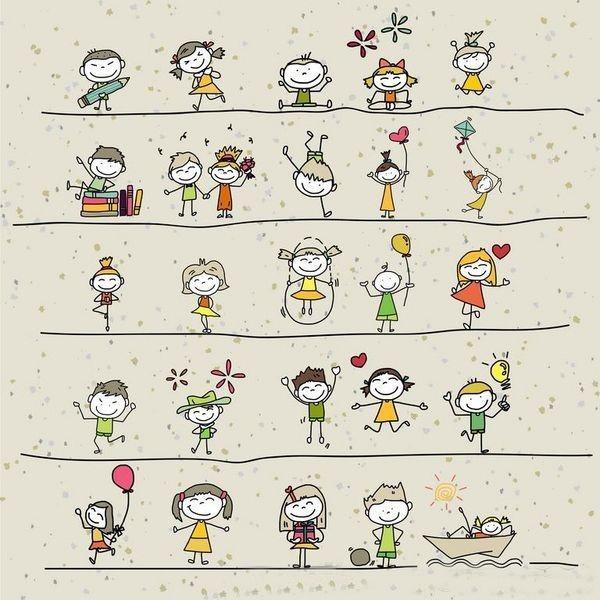 100个可爱图案简笔画人物,100个可爱简笔画比心小人