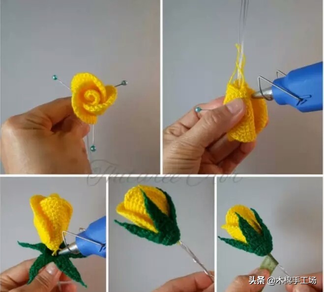 七种玫瑰花的钩编步骤,浪漫永不凋零的玫瑰花折纸