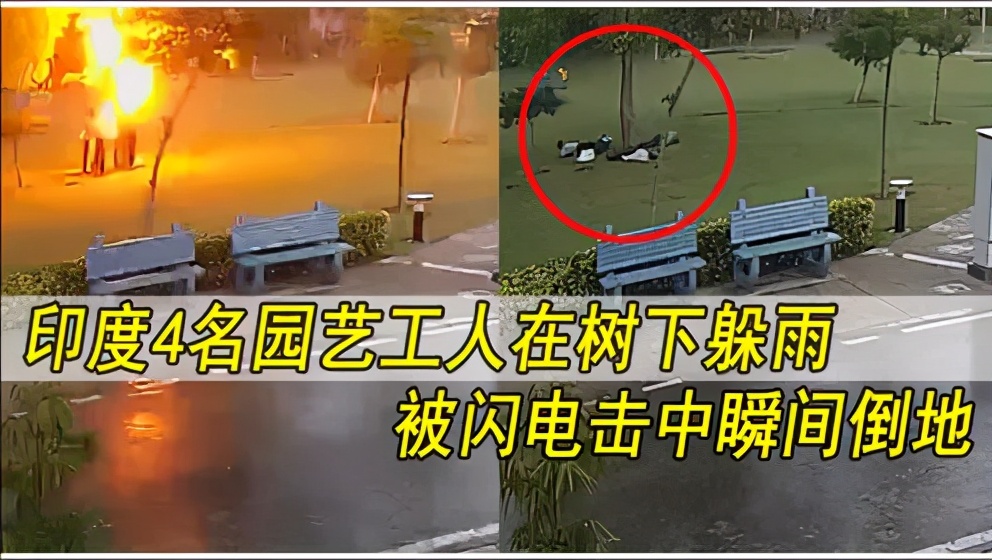 多名游客被雷击倒地,印度三名男子避雨被雷劈死