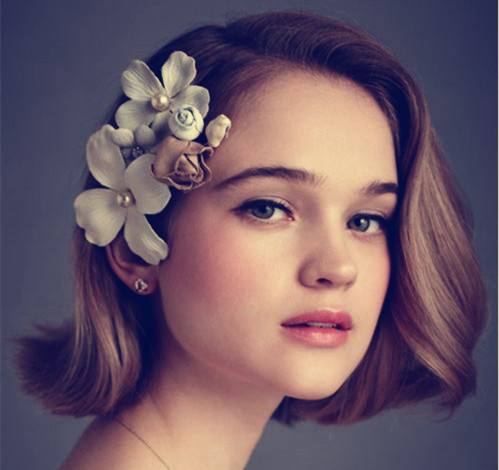 韩式短发新娘婚纱照,短发可爱新娘婚纱照