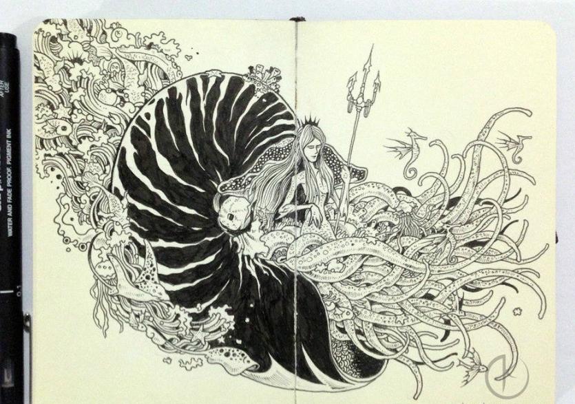 针管笔画向日葵,针管笔画100幅欣赏