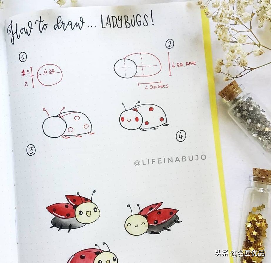 手帐简笔画可爱图案简单动物,手帐边框图案简笔画动物