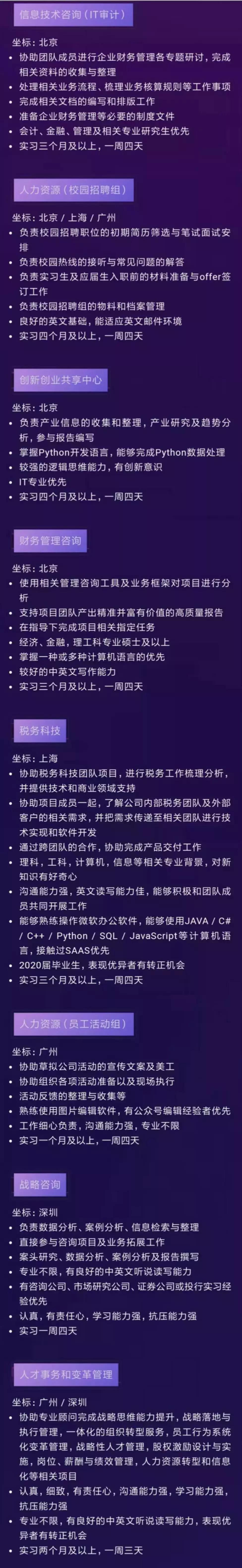 机会|毕马威华兴资本万科滴滴罗兰贝格等实习岗位热招中