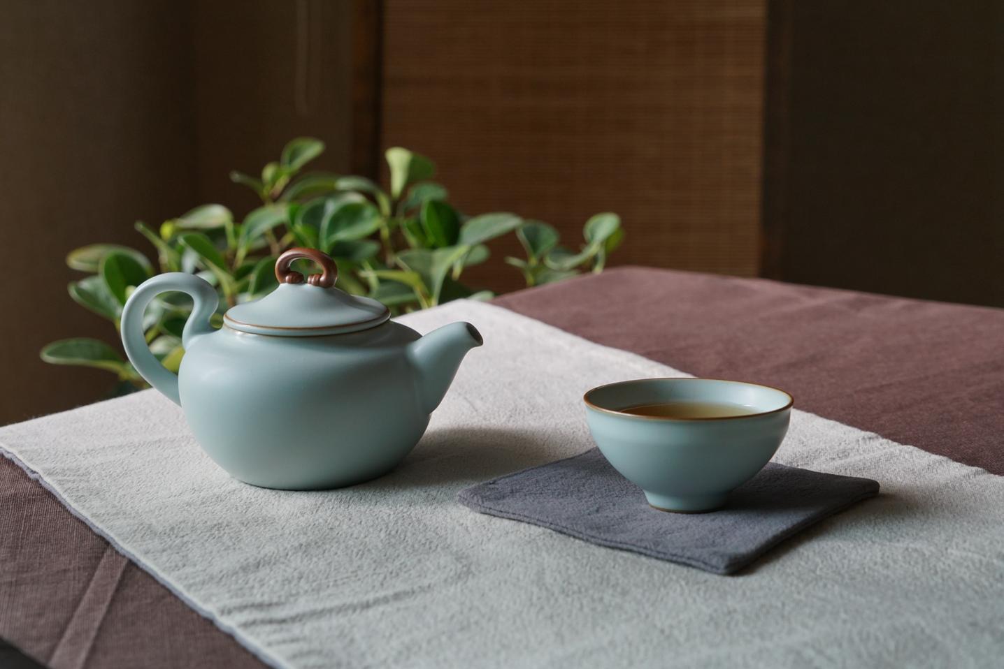 天青汝窑茶壶大容量500ml,天青汝窑茶壶泡啥茶漂亮