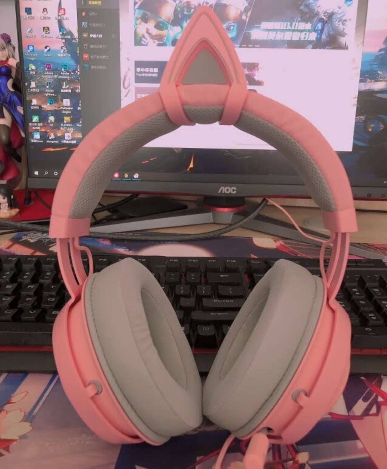 雷蛇北海巨妖猫耳耳机有线和无线,雷蛇粉色耳机北海巨妖测评