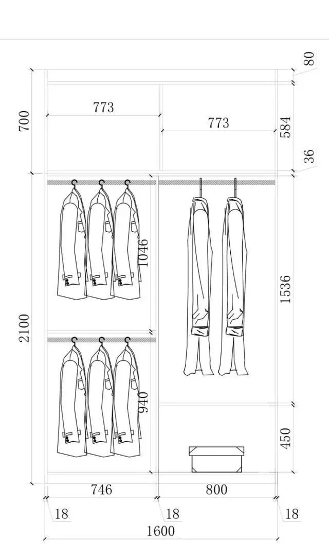 零基础怎样出衣柜结构图,各种尺寸衣柜布局尺寸图